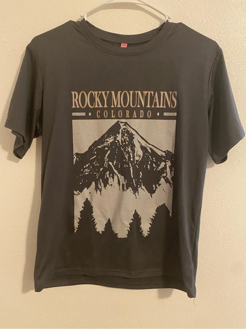 Rocky Mountains Colorado Graphic Tee - Gray with Cream Print